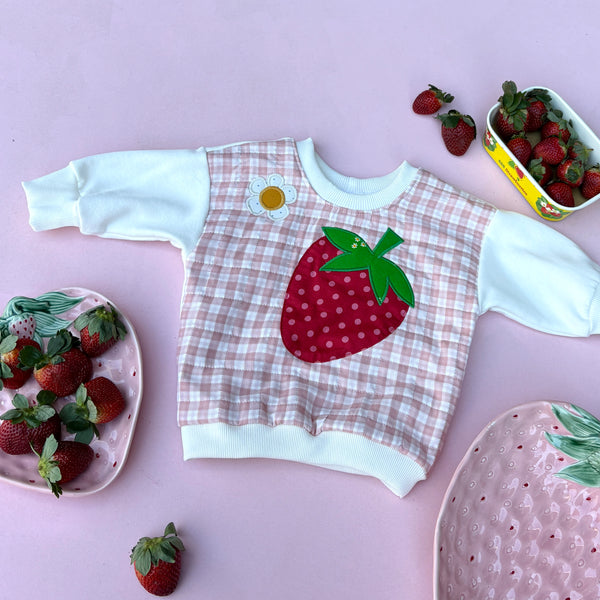 quilted STRAWBERRY baggy sweater