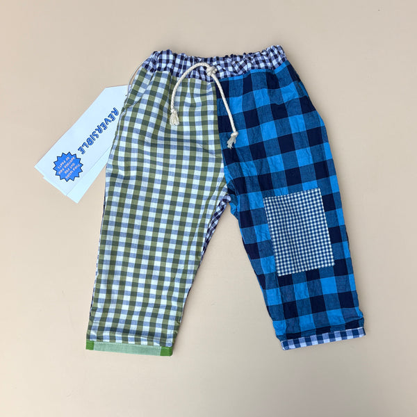REVERSIBLE play pants - BLUE & GREEN CHECKS