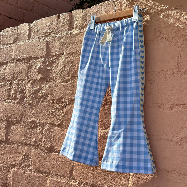 Gingham and hearts bell bottoms