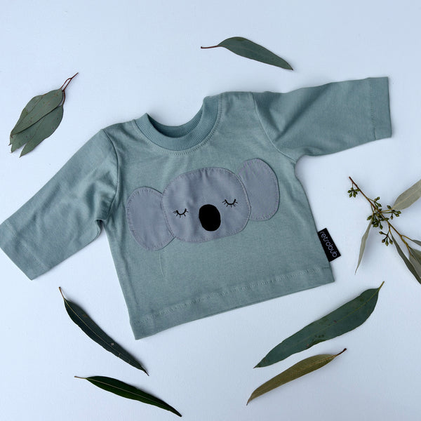 KOALA  baby long sleeve top- eucalyptus green