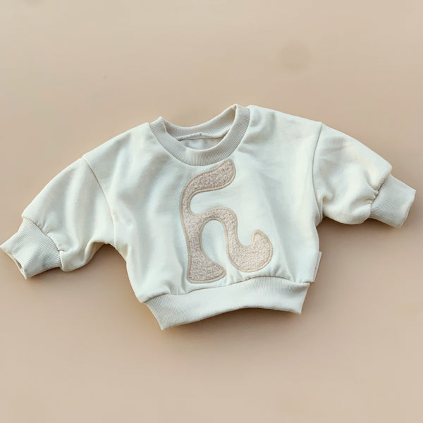 cream CUSTOM LETTER SWEATER pre-order