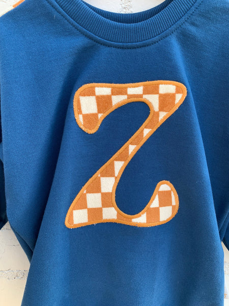 blue CUSTOM LETTER SWEATER pre-order
