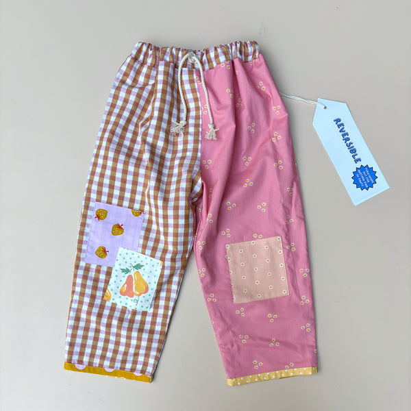 REVERSIBLE play pants - pink and yellow sunshine