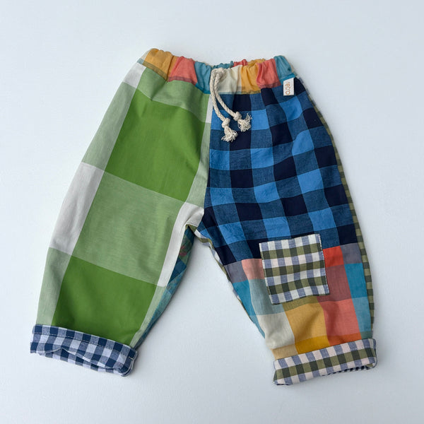 REVERSIBLE play pants -size 1 blue green