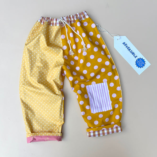 REVERSIBLE play pants - pink and yellow sunshine