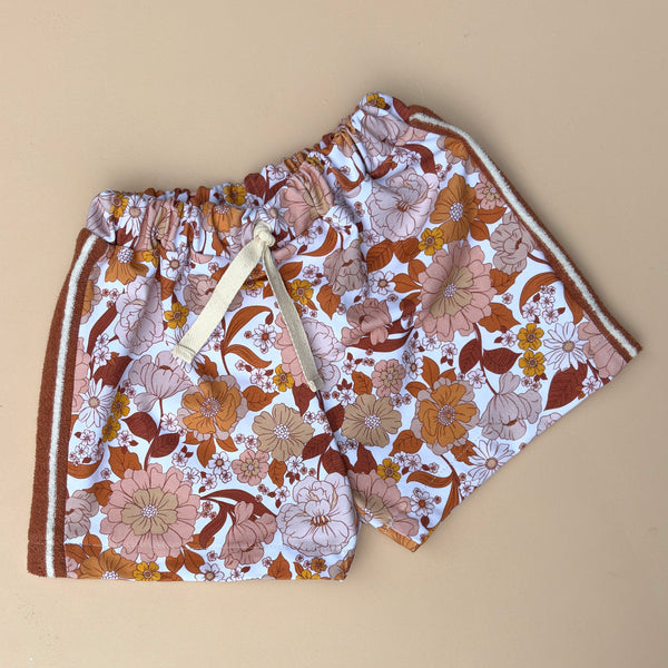 Cinnamon floral side stripe shorts