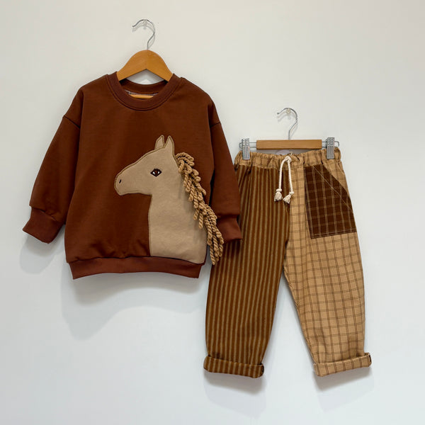 PLAY pants - brown windowpane check