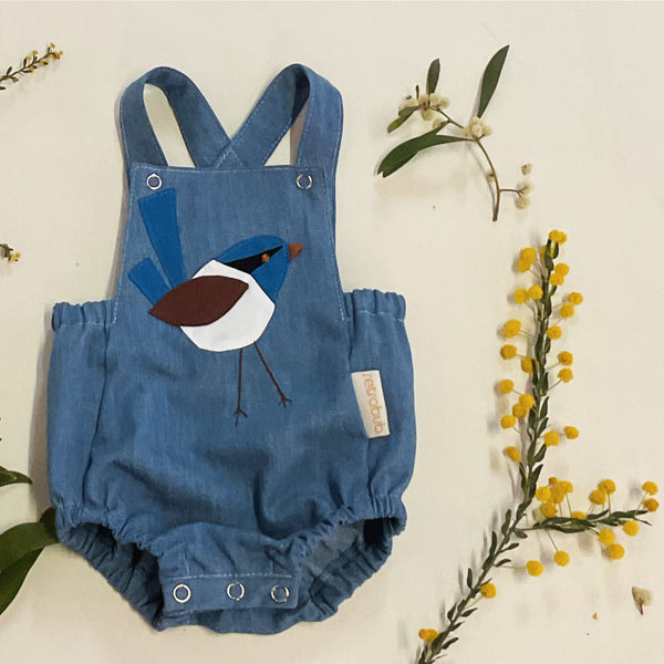 FAIRYWREN denim onesie