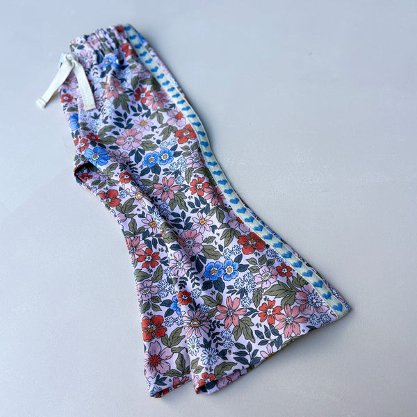 Floral and hearts bell bottoms