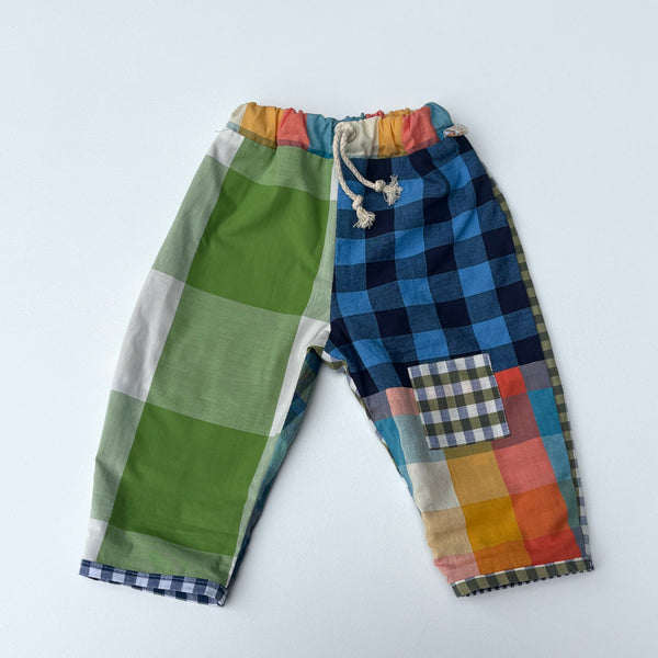 REVERSIBLE play pants -size 1 blue green