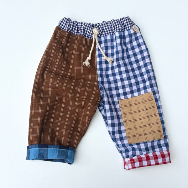 REVERSIBLE play pants -size 1 blue red check