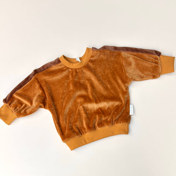 VELOUR baby baggy sweater - CARAMEL stripe