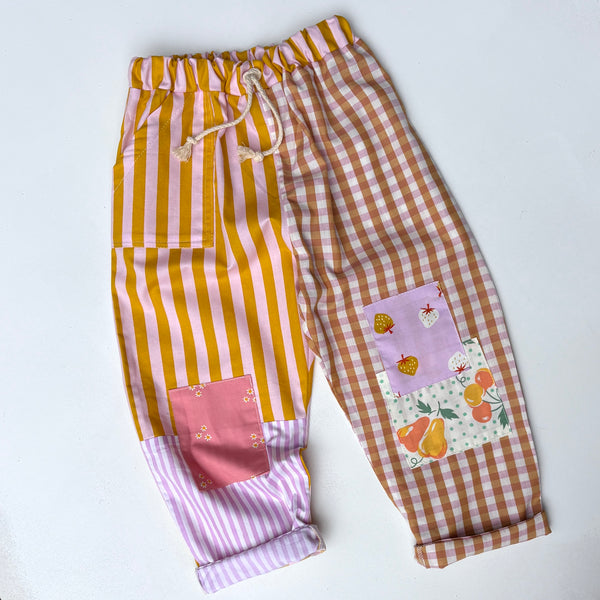patchwork PLAY pants - pink and yellow