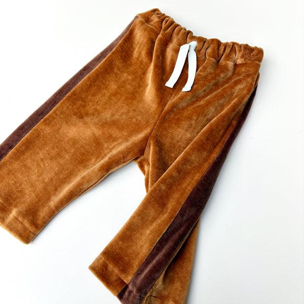 VELOUR wide leg pants - CARAMEL stripe