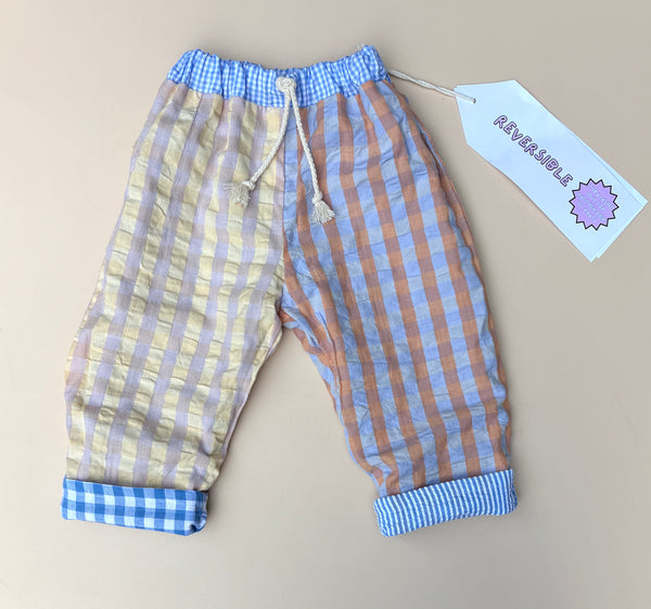 REVERSIBLE play pants - blue gelati stripe