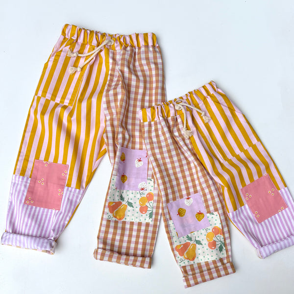 patchwork PLAY pants - pink and yellow