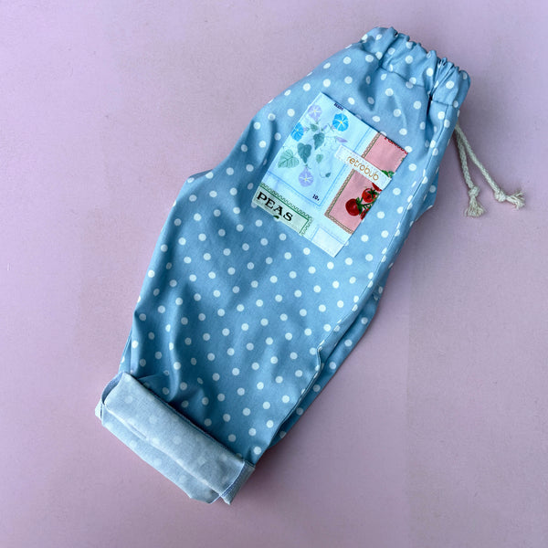 Spotty barrel leg patch pants