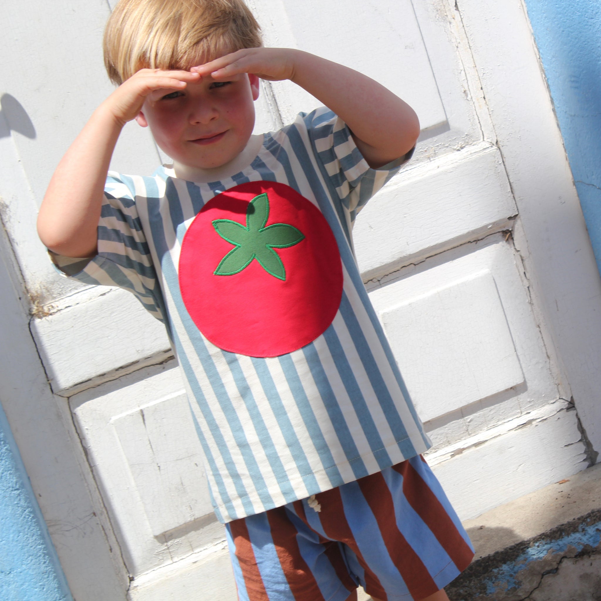 stripe TOMATO tee - sizes 1-5