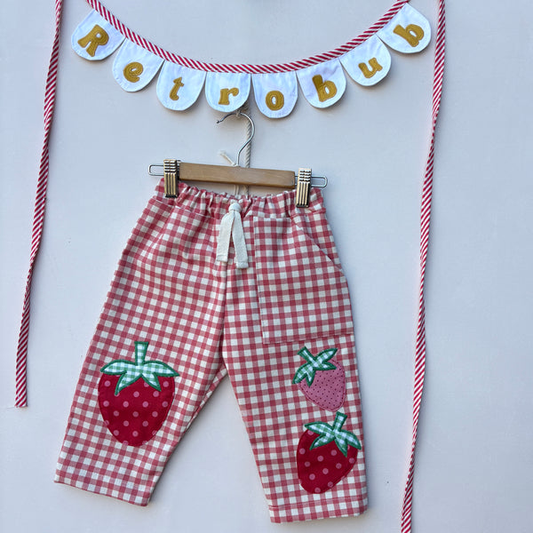 Pink gingham Strawberry pants