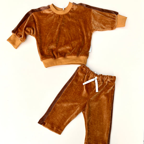 VELOUR baby baggy sweater - CARAMEL stripe