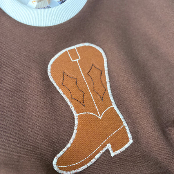 baby Cowboy boot sweater - chocolate brown