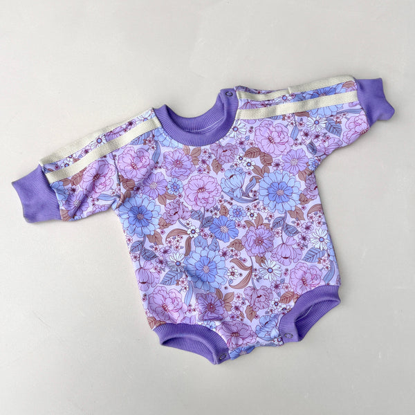 Sporty sweater romper - lilac floral