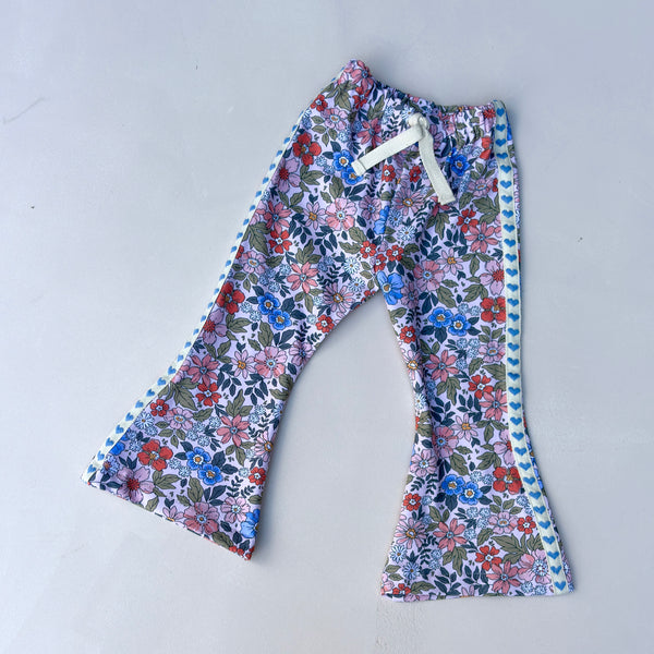 Floral and hearts bell bottoms