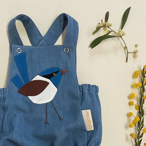 FAIRYWREN denim onesie