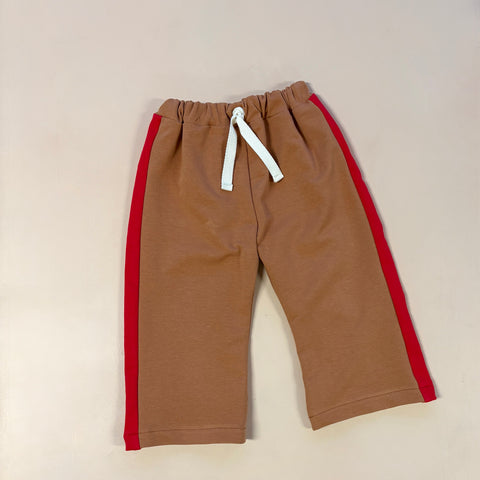 side stripe wide leg trackkies - CARAMEL & TOMATO