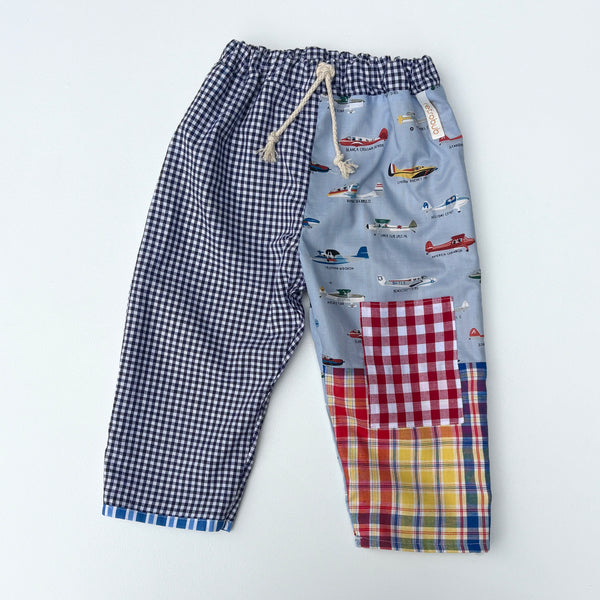 REVERSIBLE play pants -size 2 vintage airplanes