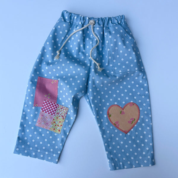 Spotty barrel leg patch pants