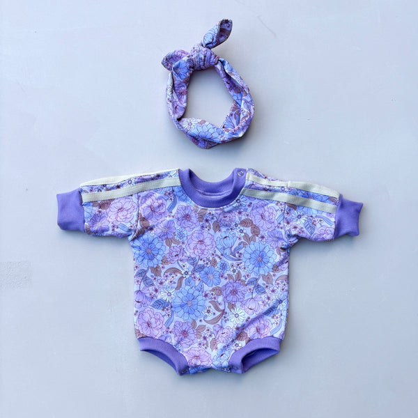 Sporty sweater romper - lilac floral