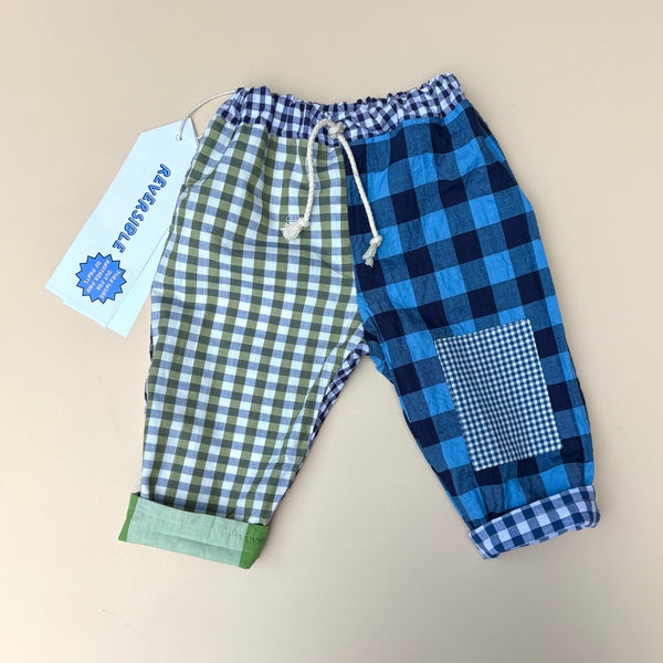 REVERSIBLE play pants - BLUE & GREEN CHECKS