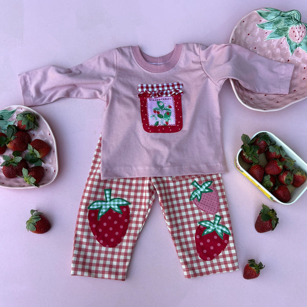 Pink gingham Strawberry pants