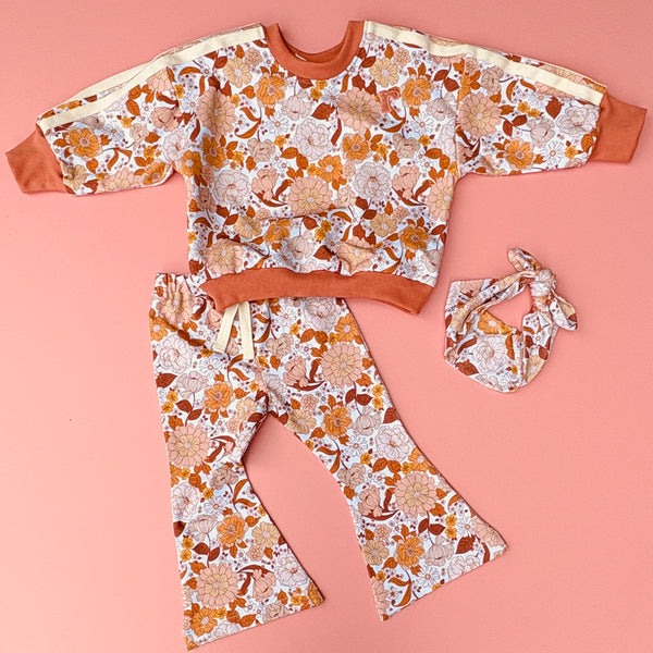 Retrobub sport sweater - cinnamon floral