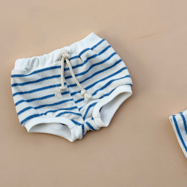 Blue stripe towelling BABY set