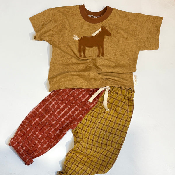 PLAY pants - mustard and brick plaid