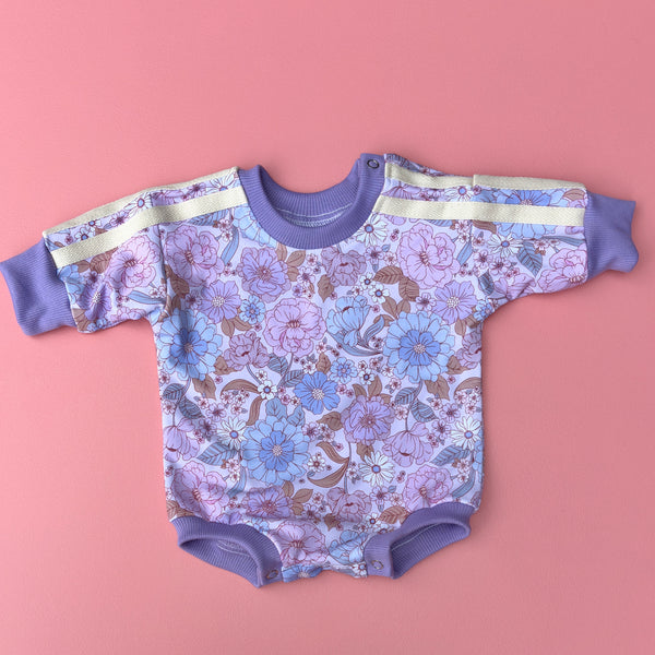 Sporty sweater romper - lilac floral
