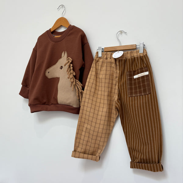 PLAY pants - brown windowpane check