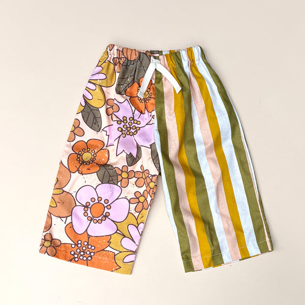 wide leg play pant - FLOWER POWER STRIPE