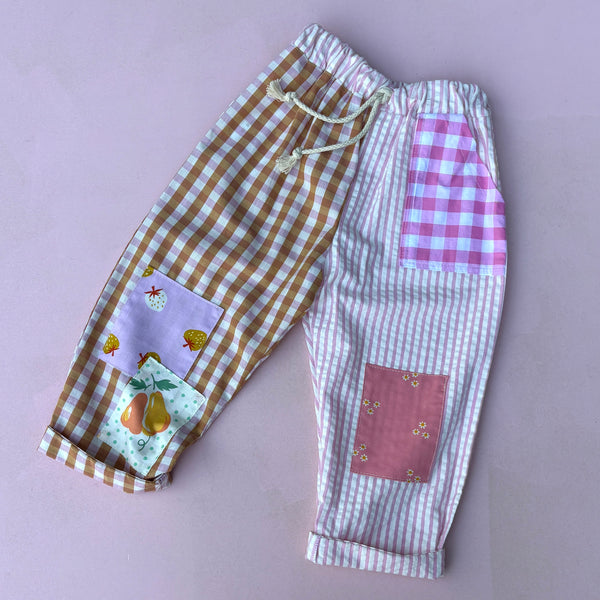 patchwork PLAY pants - pink gingham
