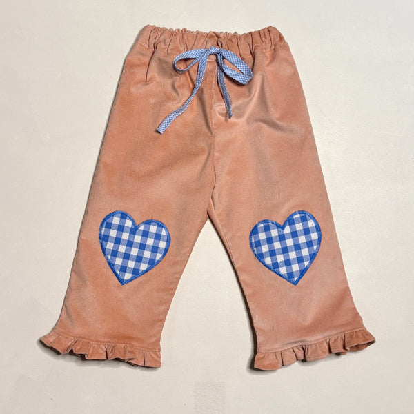 Peach corduroy frill bottom pants