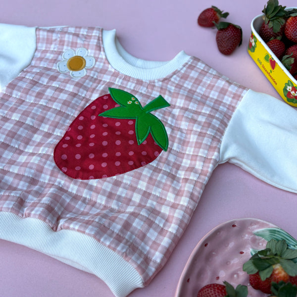 quilted STRAWBERRY baggy sweater
