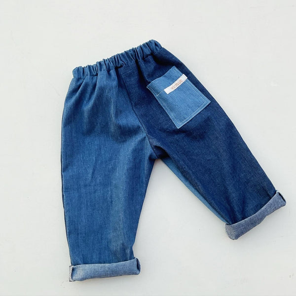 denim POP-ON PANTS