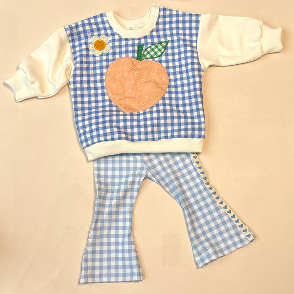 Gingham and hearts bell bottoms