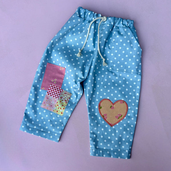 Spotty barrel leg patch pants