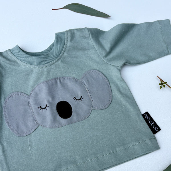 KOALA  baby long sleeve top- eucalyptus green