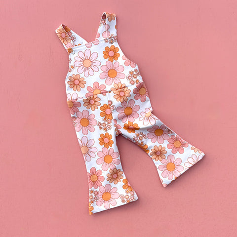 PINK daisy bells overalls