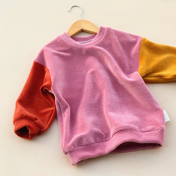 VELOUR RIB baggy jumper - Berry PLUM