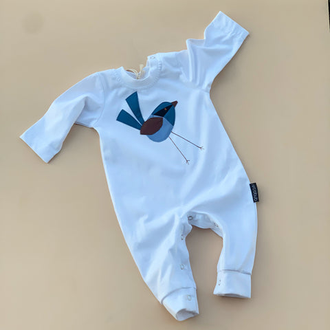 FAIRY WREN white onesie